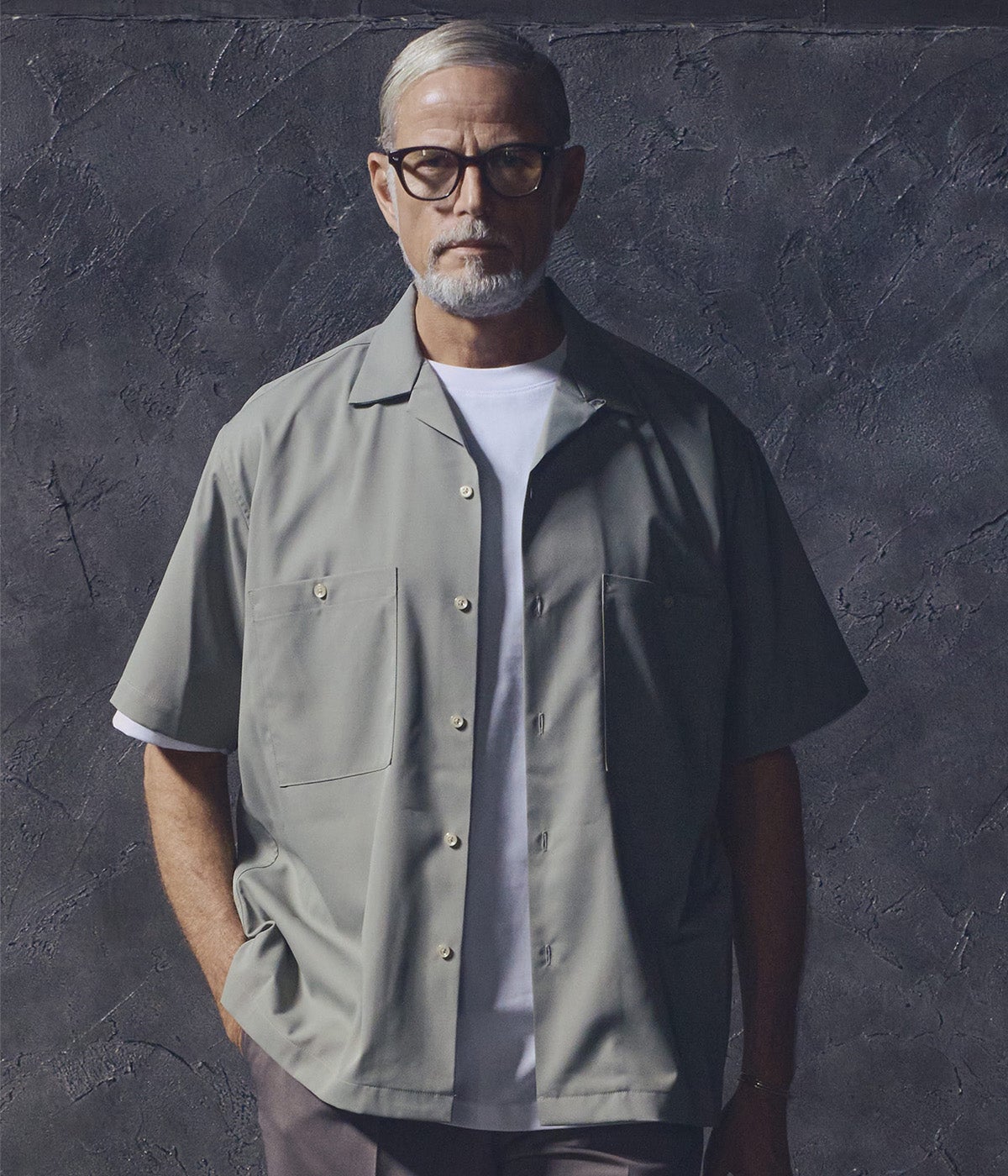 DOUBLE POCKET OPEN COLLAR SHIRT | junhashimoto（ジュンハシモト
